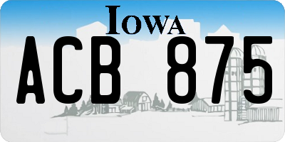 IA license plate ACB875