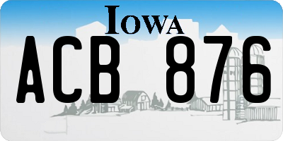 IA license plate ACB876