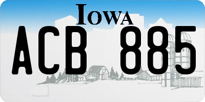 IA license plate ACB885