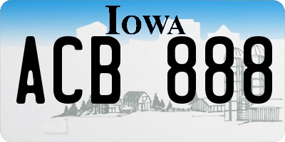 IA license plate ACB888