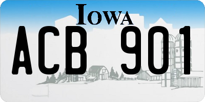 IA license plate ACB901
