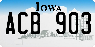 IA license plate ACB903