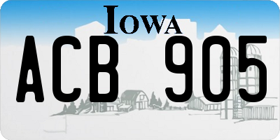IA license plate ACB905