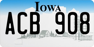 IA license plate ACB908