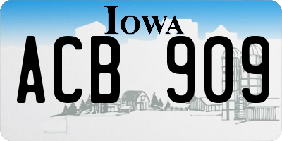 IA license plate ACB909