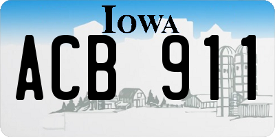 IA license plate ACB911