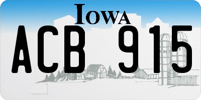IA license plate ACB915