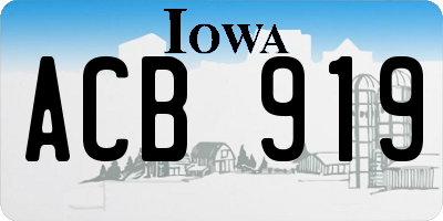 IA license plate ACB919