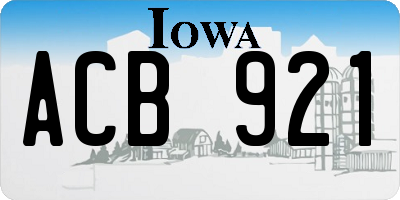 IA license plate ACB921