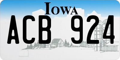 IA license plate ACB924