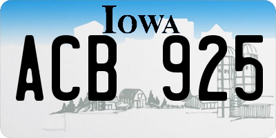 IA license plate ACB925