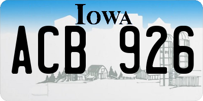 IA license plate ACB926