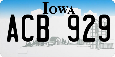 IA license plate ACB929