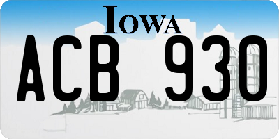 IA license plate ACB930