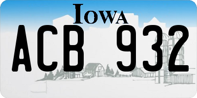 IA license plate ACB932