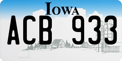 IA license plate ACB933