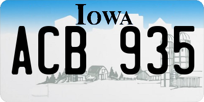 IA license plate ACB935
