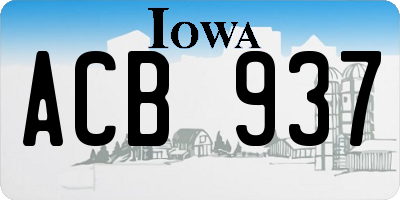 IA license plate ACB937