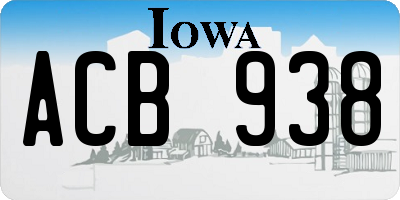 IA license plate ACB938