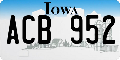 IA license plate ACB952