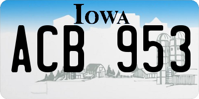 IA license plate ACB953