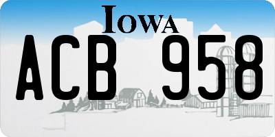 IA license plate ACB958