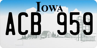 IA license plate ACB959