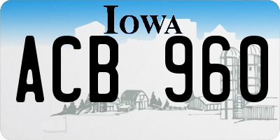 IA license plate ACB960