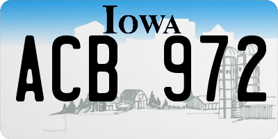 IA license plate ACB972
