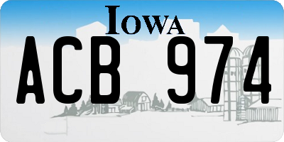 IA license plate ACB974