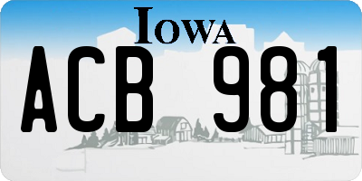 IA license plate ACB981