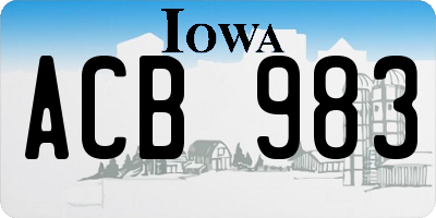 IA license plate ACB983
