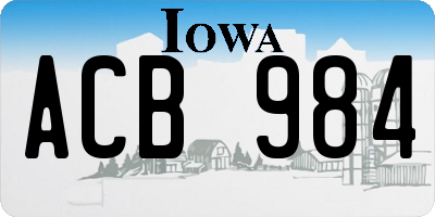 IA license plate ACB984