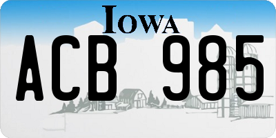IA license plate ACB985