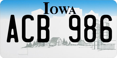 IA license plate ACB986