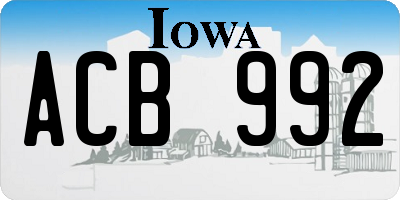 IA license plate ACB992