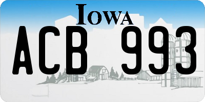 IA license plate ACB993