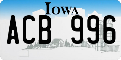 IA license plate ACB996