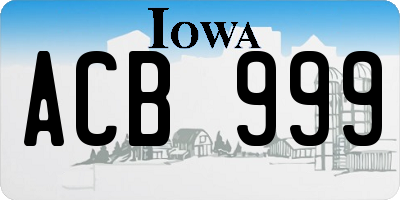 IA license plate ACB999