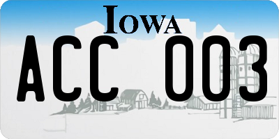 IA license plate ACC003