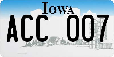 IA license plate ACC007