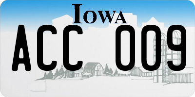 IA license plate ACC009