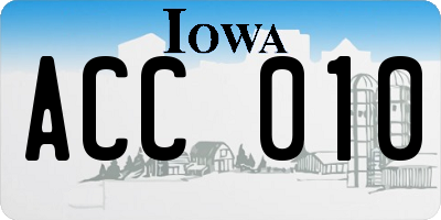IA license plate ACC010
