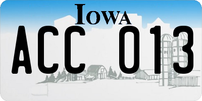 IA license plate ACC013
