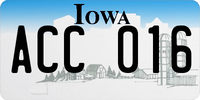 IA license plate ACC016