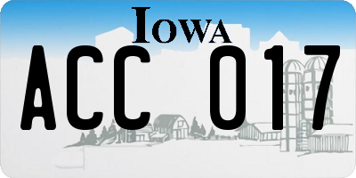IA license plate ACC017