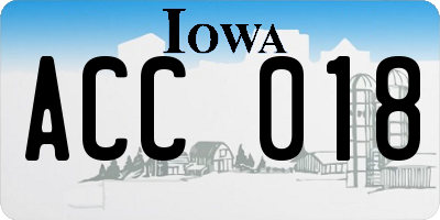 IA license plate ACC018
