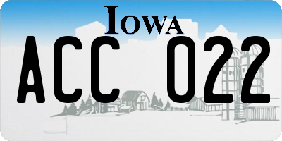 IA license plate ACC022