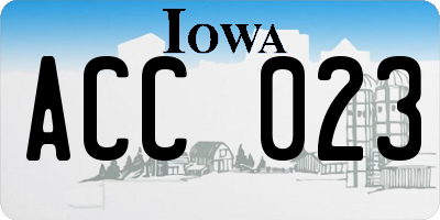 IA license plate ACC023