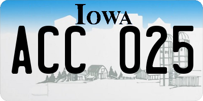 IA license plate ACC025